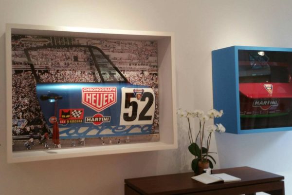 Ferrera and porsche on display